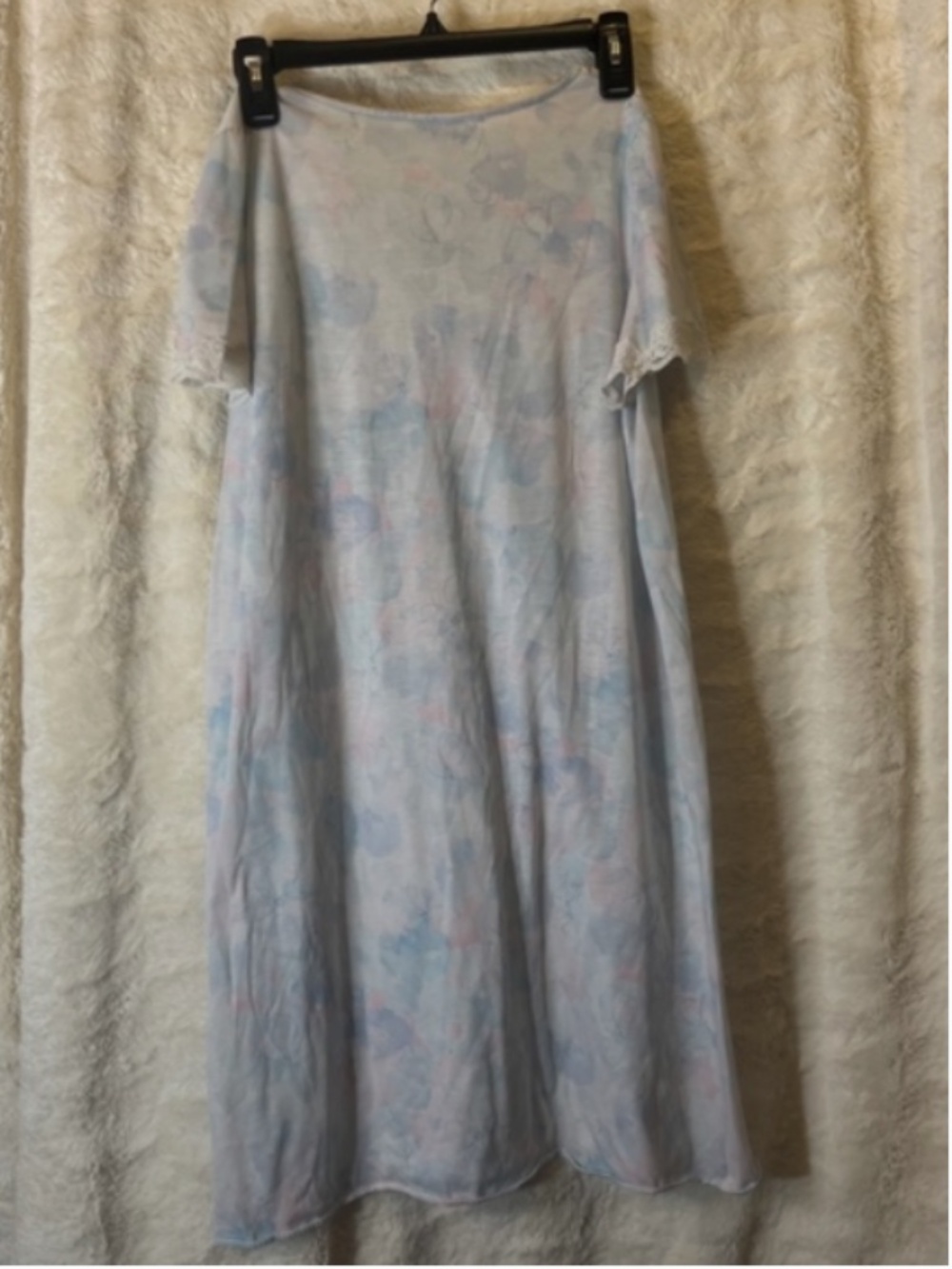 Vintage 80's LORRAINE White Blue Floral Lace Trim Nightgown USA Size Medium Gran - Picture 2 of 7